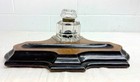 Antique 19th Century Handmade European Wood Glass Inkwell Pen Holder Stand
