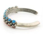Navajo Cuff Bracelet Sterling Silver Coral Handmade Vintage Native Signed Kee