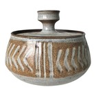 Vintage Studio Art Stoneware Pottery Lidded Jar - Signed Barrou
