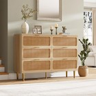 6 Drawer Dresser For Bedroom  Rattan Chest Of Drawers Modern Dresser For Closet