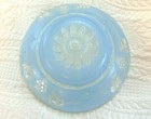 2 Vintage Art Deco Blue   Clear Glass Ceiling Light Shade-- 3 Hole Chain Mount