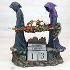 Veronese Gothic Dark Grim Reaper Perpetual Calendar 6  Sculpture W Bed Of Skulls