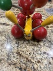 Vtg Kouvalias Wooden Caterpillar Pull Toy Greece 70s Rainbow Colors Pretty