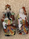 3 Vintage Chinese Fu Lu Shou Famille Rose Porcelain Statues Three Wise Men Set