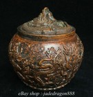 4 8 qianlong Marked Pure Copper Fengshui Dragon Statue Lid Incense Burner Censer