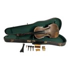 Antique Wooden Violin With Hard Case     Fiddle Instrument  Musical Instrument