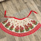 Vintage Christmas Apron Poinsettia Floral Print Red Waist Ties Holiday Hostess