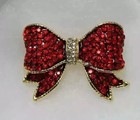 4ct Round Cut Lab Created Red Ruby Women s Bow Brooch Pin 14k Yellow Gold Finish