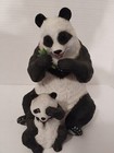 Vintage Adorable Mama Panda Bear And Baby Panda Bear Getting Ready To Eat 