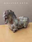 Vintage  Brutalist Polychromed Horse Sculpture  Tang Style Orig  Art Mid Century