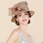 Hat Women s Kentucky Derby Church Wedding Noble Dress Linen Feather Sinamay Hats