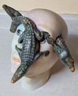 Vintage Mexican Fine Folk Art Figure Skull Gators Stunning Sculpture Rare Decor