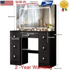 Large Makeup Vanity Table Set With Led Lighted Mirror  7 Drawers Dressing Table