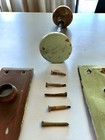 Antique Brass Ruswin Lock Set Door Knobs Face Plates Strike Plate