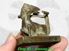 2  old Chinese Dynasty Bronze Zodiac Year Animal Horse Seal Stamp Signet Statue