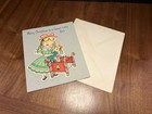 Vintage Unused Christmas Greeting Card Little Girl With Baby Doll With Envelope