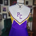 Vintage 1990s Cheerleader   Elite Pc School Purple Gold Cheer Set Skirt Top Xs