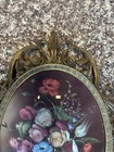 Vintage Oval Ornate Victorian Italian Metal Frame Bubble Convex Glass Beautiful 