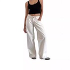 Ladies Low Waist Casual Straight Pants Wide Leg Jeans Denim Trousers Size