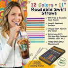 24 Pcs Reusable Plastic Straws Color Swirl  11 11 Inch 24 Pcs   Multicolor