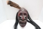 False Face Mask Iroquois Carved Wood Mask Long Horsehair Signed Native American