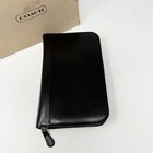 Vtg Coach Black Leather 6-ring Organizer Planner Binder With Tab Dividers Zip