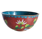 Antique Chinese Cloisonn   Enameled Cinnabar Red Small Rice Bowl cup 4 5    X 2 25   