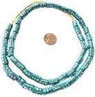 Ghana Handmade Dot Eye Teal Cylinder Recycled Glass African Trade Beads-ghana
