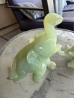 Green Carved Elephant Figurines Pair - Set Of 2 Elephant Animal Figurines