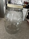 Vintage Large Glass 10  Pickle Barrel Jar W  Wire Handle