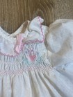 Vintage Baby Girls Dress Polly Flinders White Pink Smocked Dot Heart  9 Months 