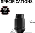 20pcs 1 2 -20 Black Lug Nuts Acorn Bulge Fits Jeeps Grand Cherokee Commander