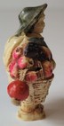 Antique Celluloid Figural Boy Fruit Basket Retractable Sewing Tape Measure