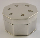 Heavy 72g English Sterling Silver Table Octagon Trinket Box 2002 Desk Item