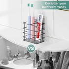 Adhesive Toothbrush Holder Wall Mounted  Suction Cup 2 Slots  Black 