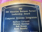 Ibm Wooden   Brass Wall Plaque 1997 Education Business Partner Leadership Award