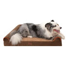Xl Dog Bed Orthopedic Foam Brown Pet Sofa42x30x8 -removable Cover  3side Bolster