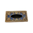 Vintage Hollywood Regency Gold Blue Tissue Box Cover Vanity Ornate Floral