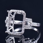 Custom Lab Diamond Emerald Cut 12  9mm Classic Side Stone Semi Mount Ring 14k Wg