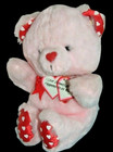 Vintage 10  Dan Dee Pink Teddy Bear With Red Satin Heart Ears Plush