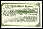 Philadelphia Pa Farm Journal Club Rate Subscription Coupon 1900          E2-1-3