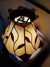 Vintage Retro Mid Century Modern Hanging Swag Slag Glass Lamp Light W  Chain