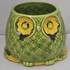 Vintage Owl Planter Pot Green Yellow Ceramic Pottery Mid Century Home Decor 6 5 