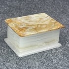 Onyx Stone Hinged Lid Box Jewelry Trinket Vanity Vintage  3 1 2   x 2 3 4   