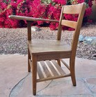 Rare Vintage Tell City Chair Company Solid Oak Student Desk Chair 1940s   1950s