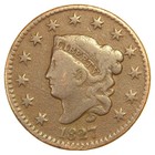 1827 Coronet Head Large Cent - Choice Vf- Smh 1722