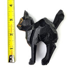 Vintage Wood Cat Figurine Hand Carved Painted Geometric Rough Cut 1950s