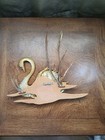 Vintage Brass Swan Wall Sculpture Hanging Decor 11 5 X 10 5in