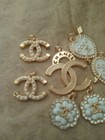 Lot Of 7  Stamped  Button Zipper Pull Designer Button  Chanel Charm 