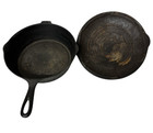 Antique Favorite Piqua Ware Cast Iron Frying Pan Skillet No  10 With Lid No  9b